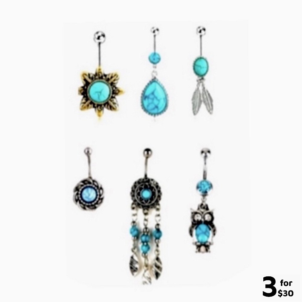 Boho Turquoise Belly Rings